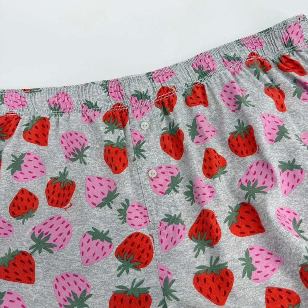 Victoria's Secret PINK Strawberry‎ Gray Pajama Boxer Shorts XL